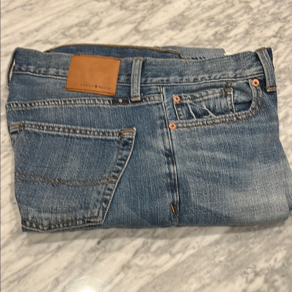 Lucky Brand Blue Straight Denim with Natural Distressing